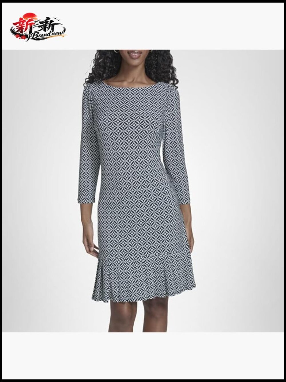 Tommy Hilfiger Ruffle Hem Shift Mini Dress 3/4 Sleeve